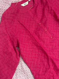 Short Pink Kurta With Embroidered Detailing