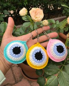 Evil Eye Crochet Keychain