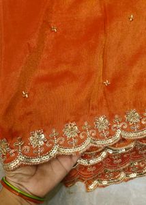 Orange Embroidered saree