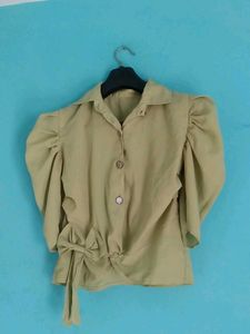 Olive Green Puff Sleeve Top