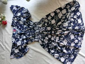 Brand New Floral Mini Dress Dark Blue with Slit