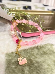 Pink Swan Charm Bracelet