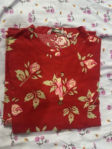 Red Floral Print Top