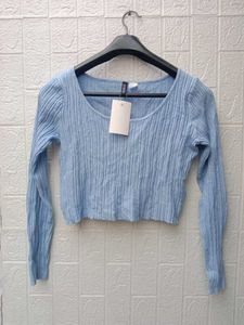 New with tag H&amp;M Pinterest Blue Ribbed Knit Long S