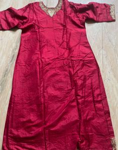 Dec Sale🔥 30 Yrs Old Maroon  Silk Anarkali Suit
