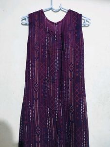 Purple Sleeveless Straight Kurti