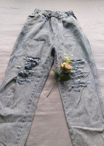 High Waist Ripped Jeans For Woman