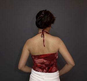 Red Patterned Halter Top