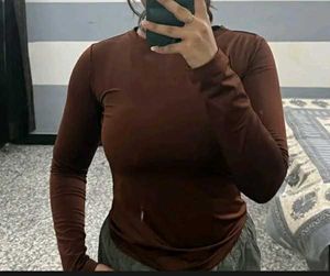 coffee brown long sleeve top