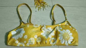 Floral Yellow Bikini Top