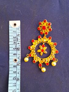 🔴Price Drop Long Round Earrings Jhumka Red/Gold