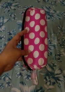 Pouch Pink And White Printed Cloth
