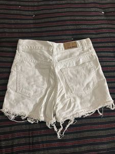White Distressed Denim Shorts