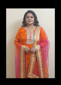 Orange Embroidered palazo kameez