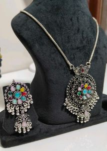 Multi Colour Traditional Oxidized German Necklace