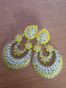 🌼 Yellow Kundan Earrings | Premium Festive Look ✨