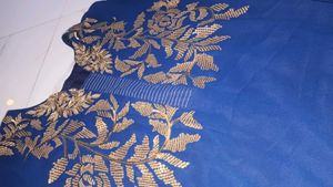 Navy Gold Embroidered Blue Kurti! NEW! Elegant