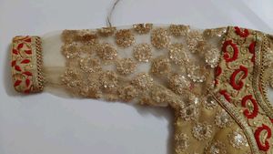 Gold &amp; Red Embroidered Blouse