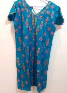 Embroidered Firozi Blue Salwar Suit