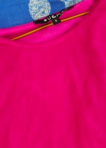Hot Pink Tulle Overlay Dress