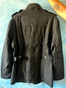 Stylish Black Wool Blend Coat (M)