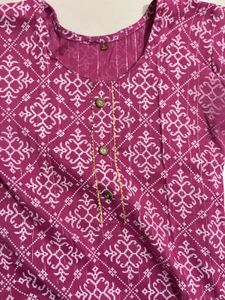 Pink &amp; White Print Kurti Tunic