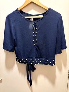 Beautiful Back Tie up Top With Pearl Detailing
