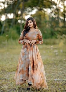 Floral Brown Anarkali