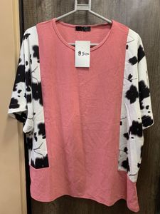 Pink & Cow Print Top