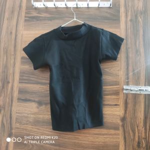 High Neck Black Ribbed Top