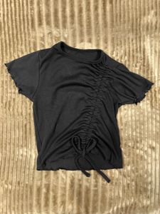 Black Drawstring crop top