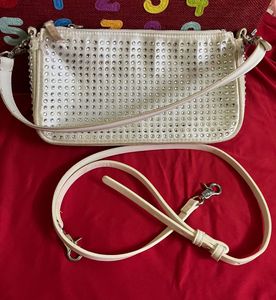 Rhinestone Embellished Baguette Bag