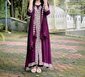 Semi PartyWear Aline Gown, Pant Duppata Set