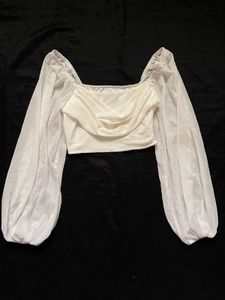 White Long Sleeve Crop Top
