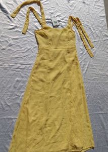 Brand New(Newme) Yellow Solid Chiffon Strapy Dress