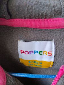 Girls Grey Fleece Zip-Up Hoodie