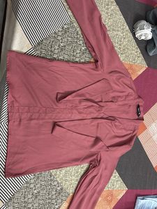 Dusty Rose Tie-Neck Blouse
