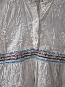 White Embroidered Sleeveless Top