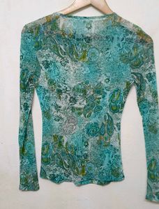 Trendy New Paisley Print Mesh Top