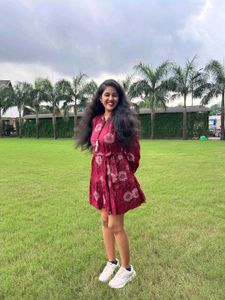 Bombay Paisley Maroon Floral Printed Tiered Dress