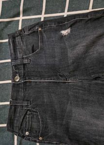 Women Grey Ripped Mom Jean