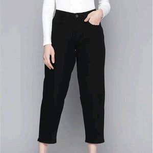 Black Denim Cropped Pants