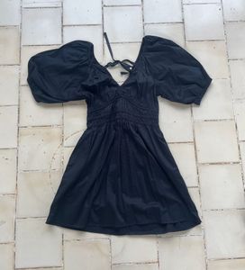 Chic Black Puff Sleeve Mini Dress