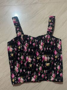 Black Top With Smoked Floral Design