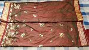 Greenish Maroon Grand Silk Saree With Blouse