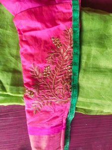 Cotton Blend Saree, With Blouse Piece