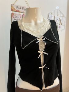 Cute Lace Trim Bow Detail Top🎀