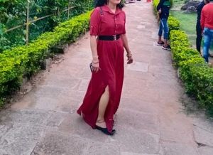 Women&#39;s Red Pretty Party Wear Maxi Dress