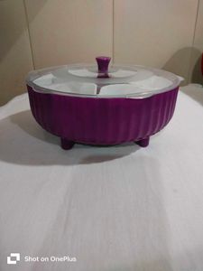 Purple &amp; White Condiment Serving Dish