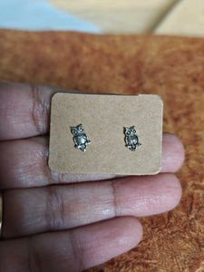 92.5| silver tiny Owl Stud Earrings